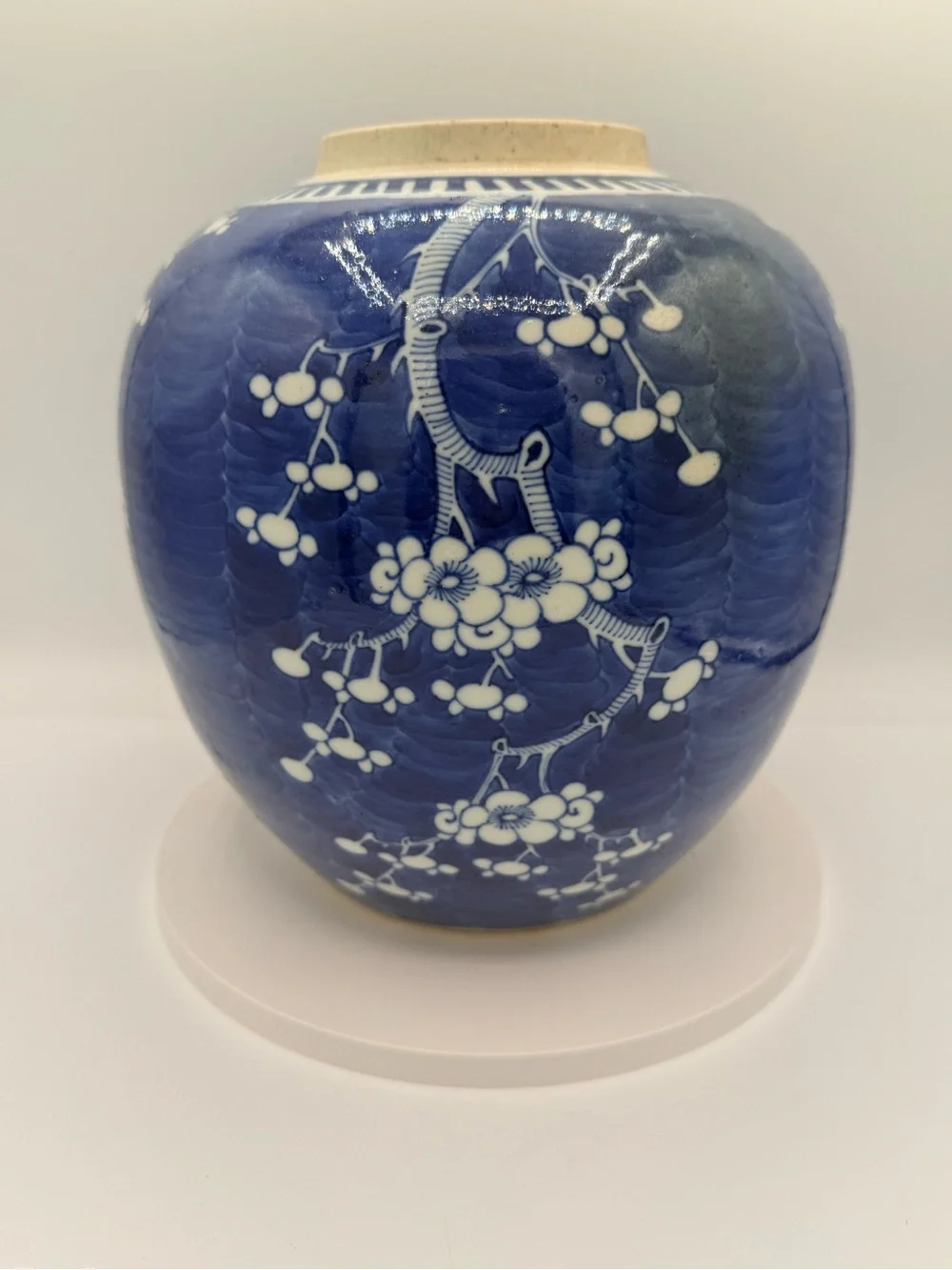 Vintage Chinese Blue & White Prunus Ginger Jar 10